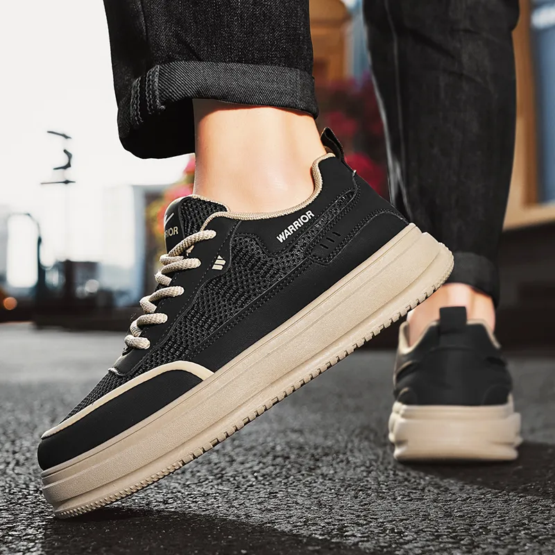 WARRIOR Skateboard Shoes Men Low Top Brown-5