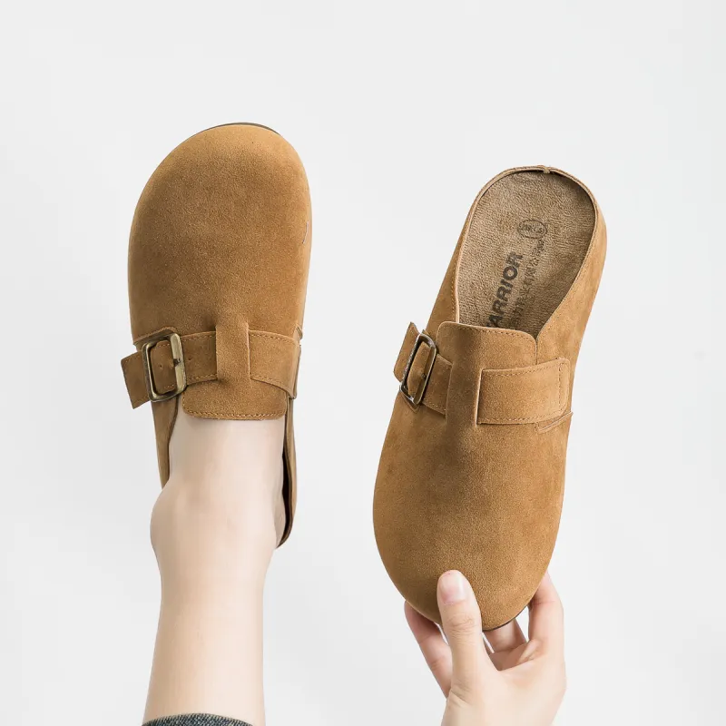 Warrior Stitching Metal Slip Resistant Abrasion Resistant Closed Toe Slippers Women's Light Brown-1