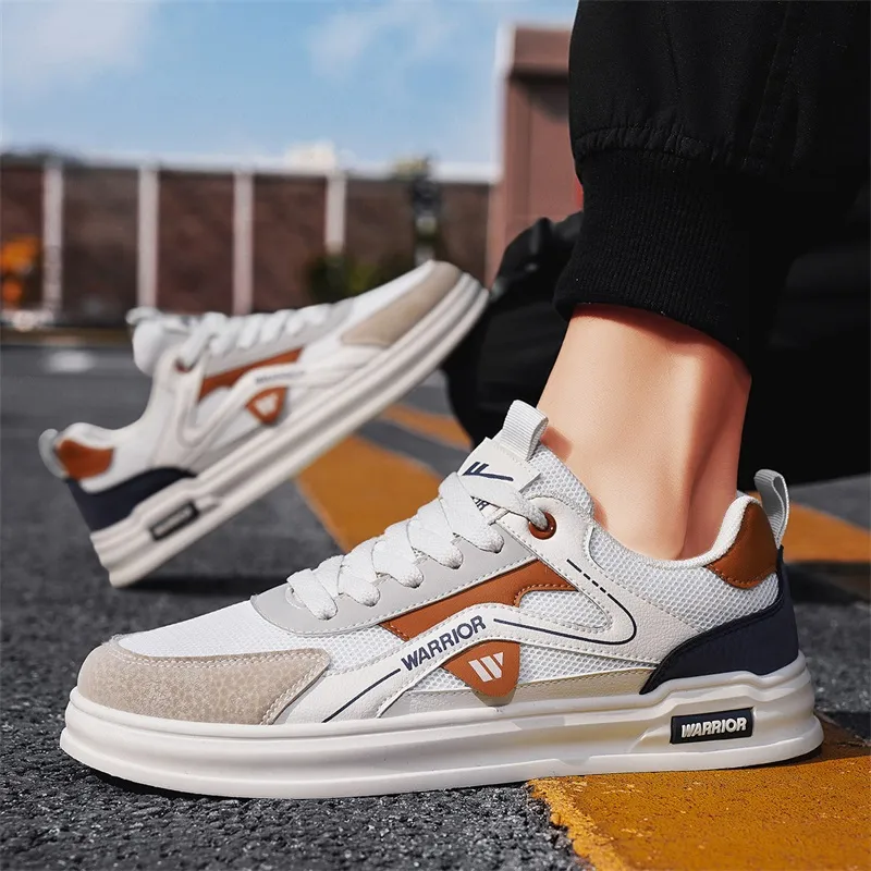 Warrior Coverage Slip Resistant And Abrasion Resistant Low Top Skateboard Shoes Men's Beige Gray Orange Dark Blue-7