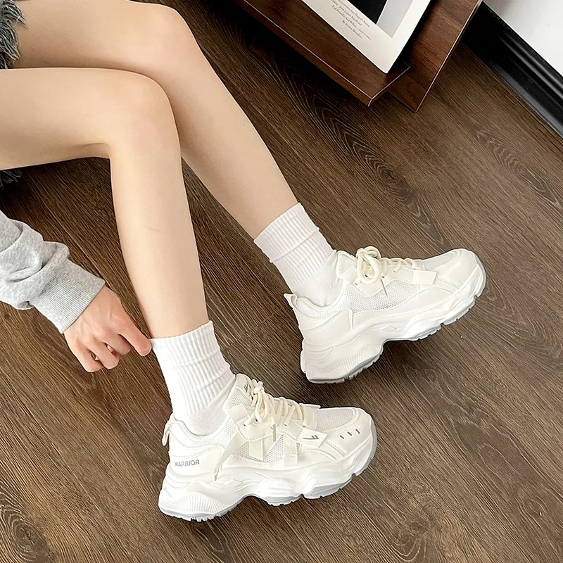 WARRIOR Chunky Sneakers Women's Low Top Gray-2