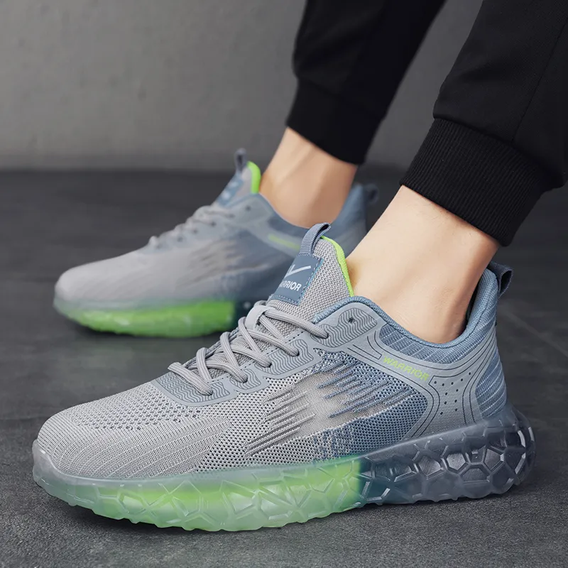 Warrior Cushioning, Abrasion Resistant, Slip Resistant Low Top Casual Running Shoes Men's Gray Blue-8