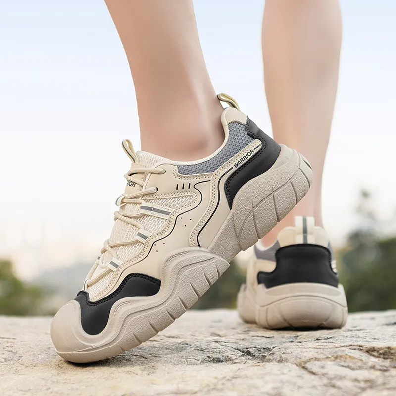Warrior Slip Resistant Coverage Rebound Low Top Hiking Shoes Men's Light Khaki Black Gray-5