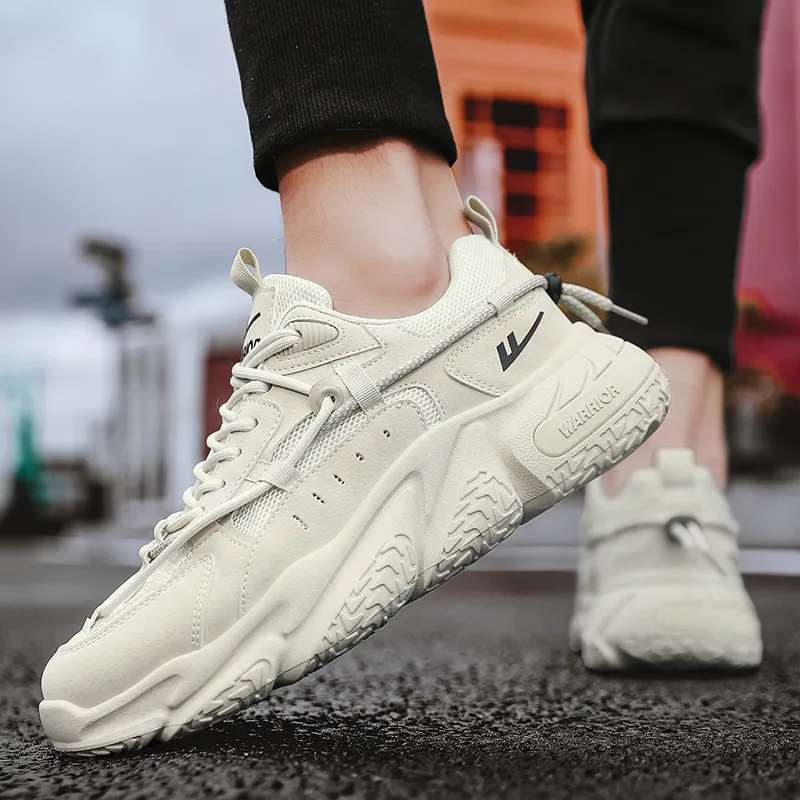 Warrior Slip Resistant, Abrasion Resistant, Breathable Low Top Chunky Sneakers Unisex Beige-7