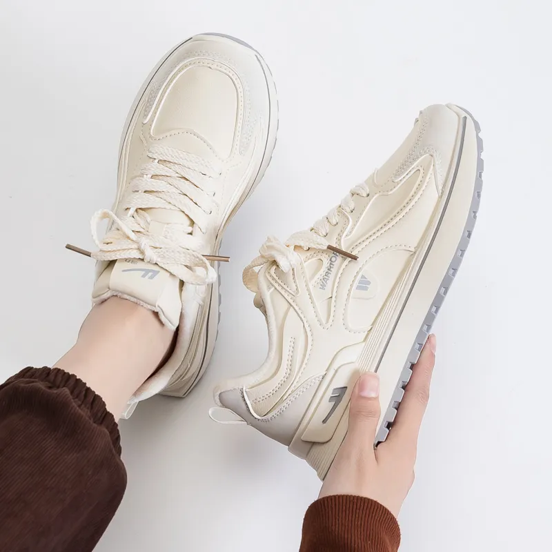 Warrior Low Top Chunky Sneakers Women's Beige Gray-5