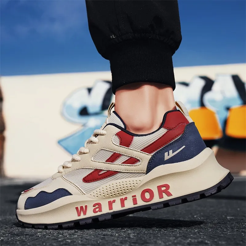 Warrior Height Increasing Wear Resistant Lightweight Slip Resistant Low Top Casual Shoes Men's Dark Blue Burgundy-7