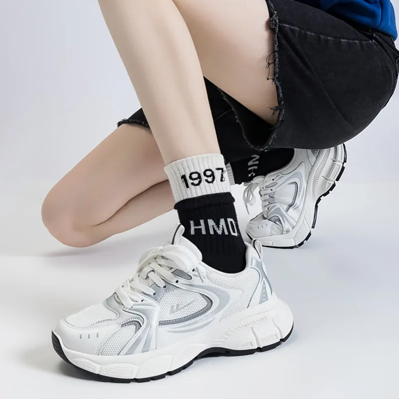 Warrior Height Increasing Abrasion Resistant Lightweight Breathable Slip Resistant Low Top Chunky Sneakers Women's-1