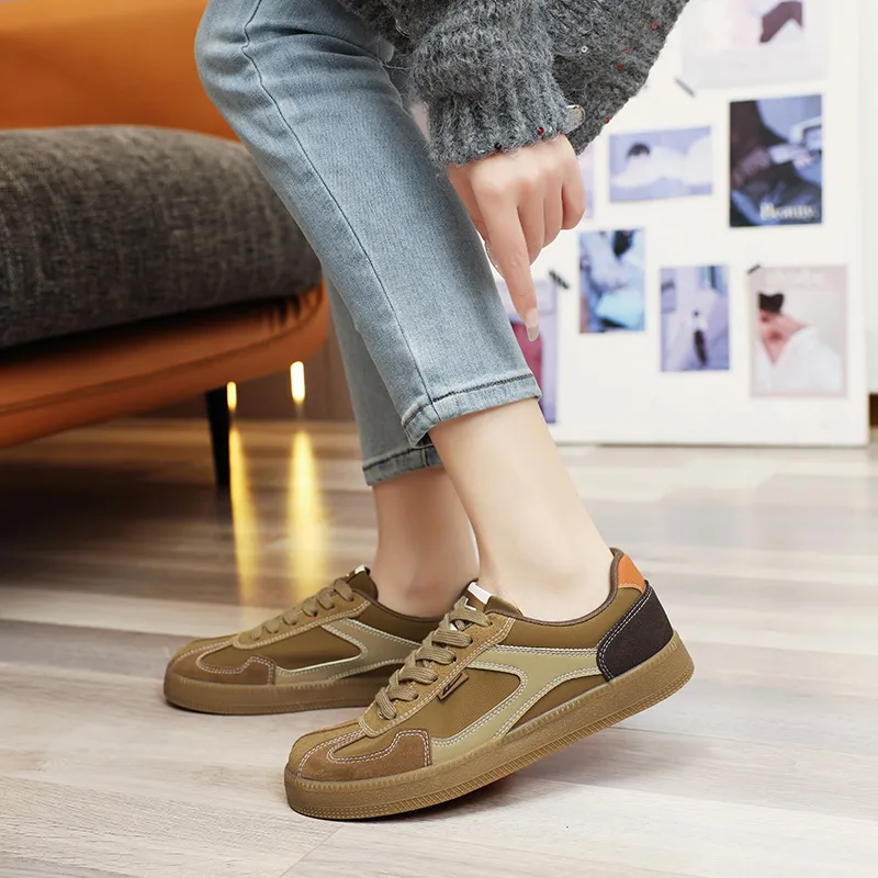 Warrior Anti Slip And Wear Resistant Lightweight Low Top Skateboard Shoes Unisex Khaki Brown Orange-6