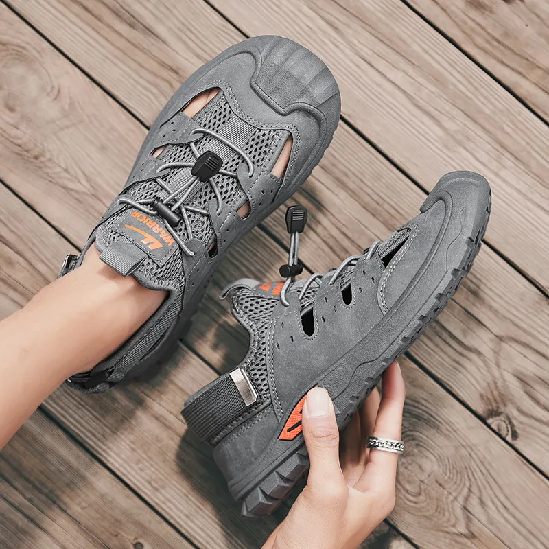 Warrior River Trekking Shoes Wear resistant, Lightweight, Breathable, And Non slip. Beach Sandals Men's Gray-2