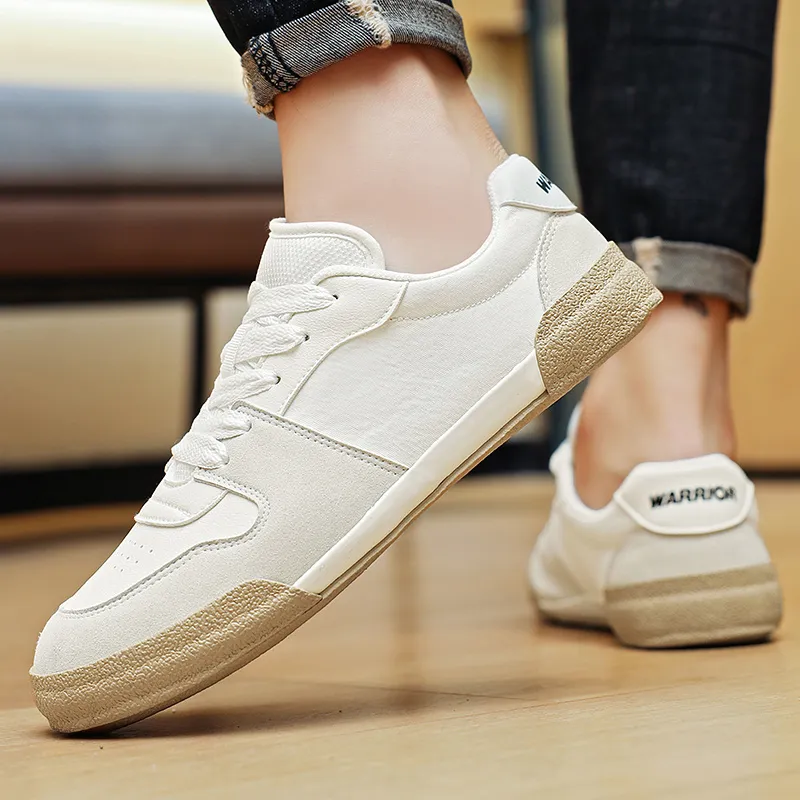 Warrior Wear resistant, Lightweight, Breathable, And Non slip. Low Top Canvas Shoes Unisex White Gray-9