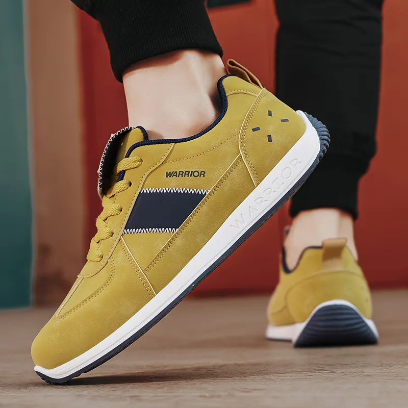 Warrior Slip Resistant, Abrasion Resistant, Lightweight Low Top Casual Shoes Men's Yellow Dark Blue-4