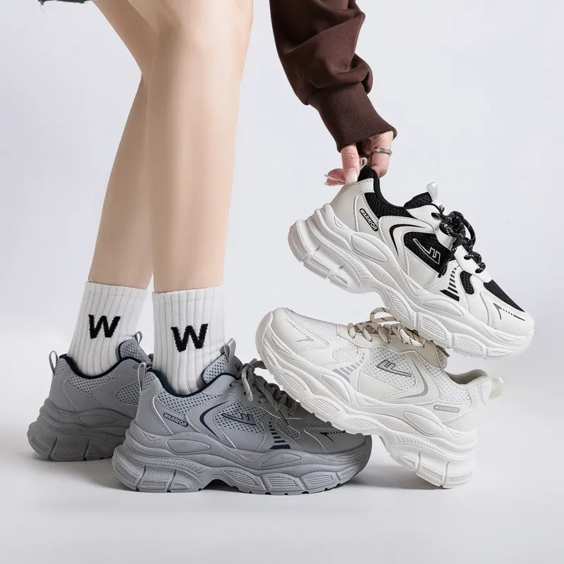 Warrior Shock Absorbers Slip Resistant, Abrasion Resistant, Breathable Low Top Chunky Sneakers Women's-1