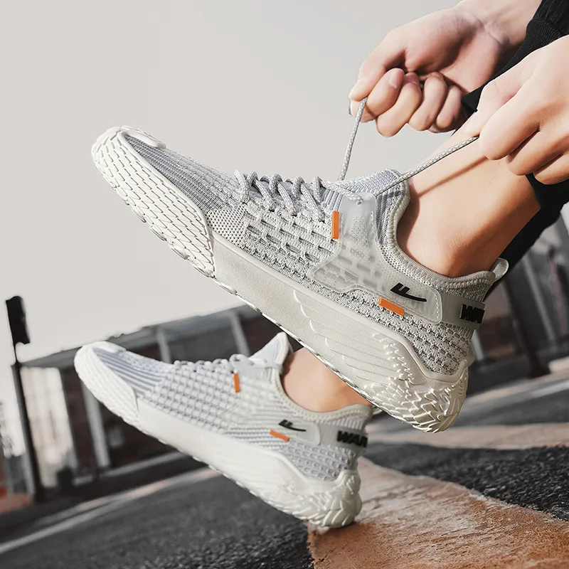 Warrior Cushioning Anti Slip Wear Resistant Breathable Lightweight Coverage Low Top Casual Shoes Men's Beige Gray-8