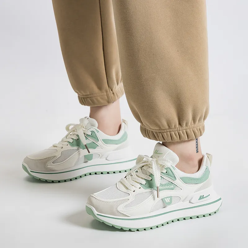 WARRIOR Chunky Sneakers Women's Low Top Green-3