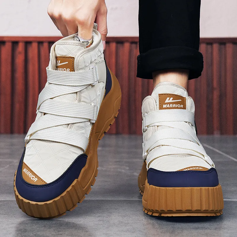 Warrior Thermal Abrasion Resistant Slip Resistant Short Snow Boots Men's Beige Dark Blue Khaki-6