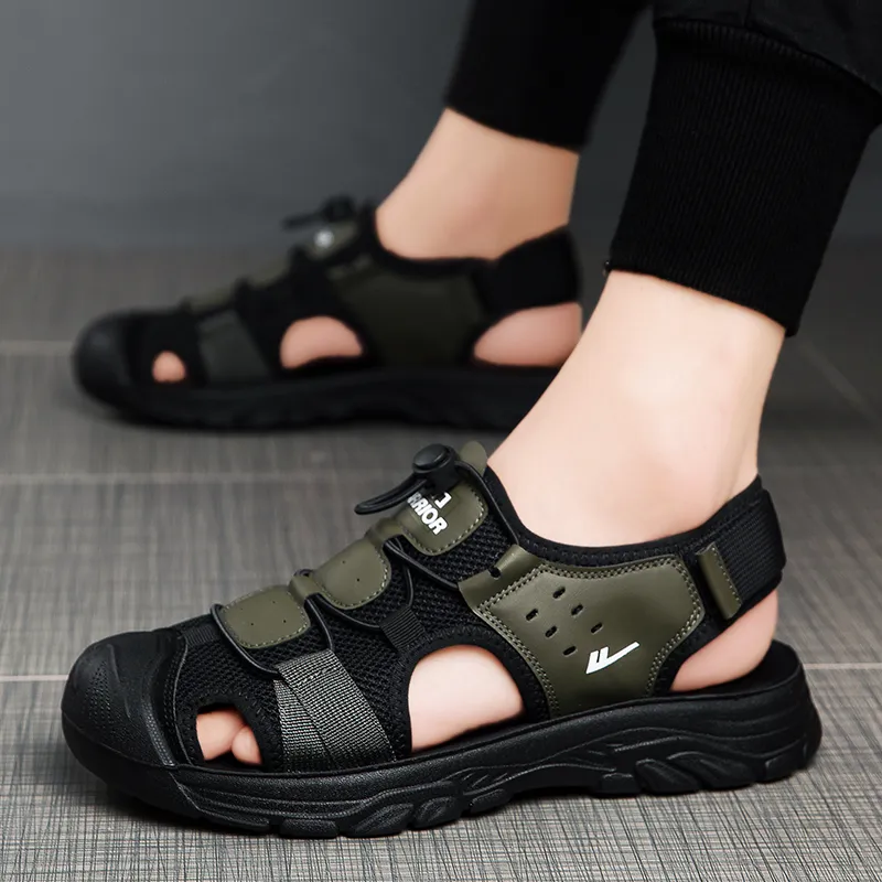 Warrior River Trekking Shoes Wear resistant, Lightweight, Breathable, And Non slip. Beach Sandals Men's Green Black-3