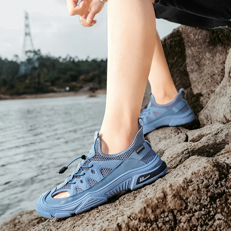 Warrior River Trekking Shoes Wear resistant, Lightweight, Breathable, And Non slip. Beach Sandals Men's Blue-9