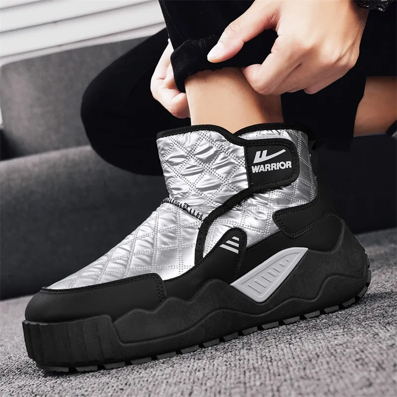 Warrior Thermal Slip Resistant Coverage Short Snow Boots Men's Silver Black-6