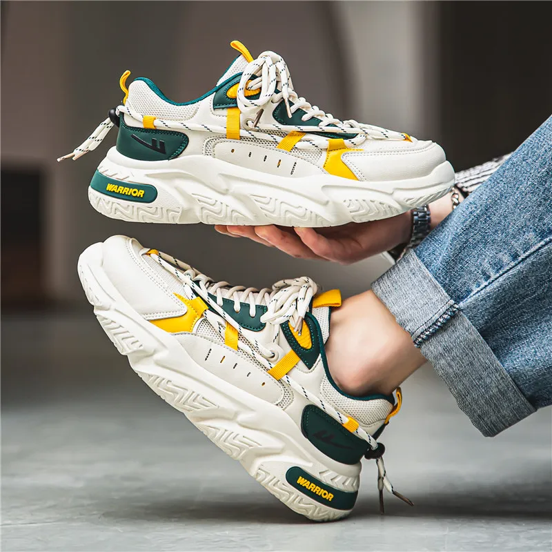 Warrior Warrior Anti-Slip Wear-Resistant Breathable Lightweight Height Increasing Warm Low-Top Chunky Sneakers Unisex-35