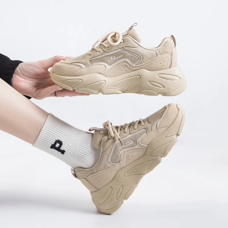 Warrior Cushioning Anti-Slip Wear-Resistant Breathable Lightweight Height Increasing Low-Top Chunky Sneakers Women's-5