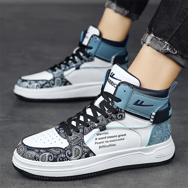 WARRIOR Skateboard Shoes Unisex High Top Dark Blue/Light Blue-6