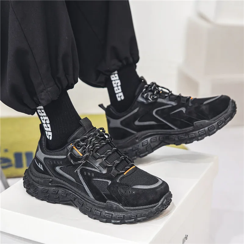 Warrior Shock Absorbers With Slip Resistant And Abrasion Resistant Properties Low Top Chunky Sneakers Men's Black-5