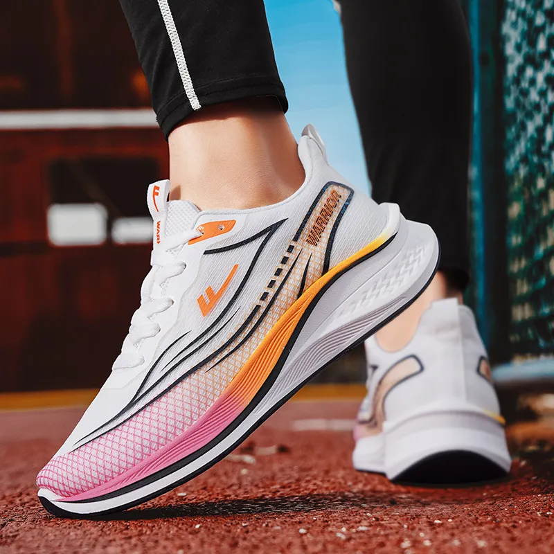 WARRIOR Running Shoes Men Low Top Orange, Pink-7