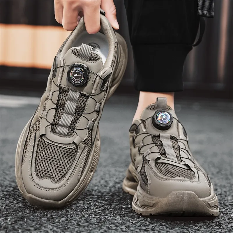 WARRIOR Chunky Sneakers Men Low Top Khaki/Black-7