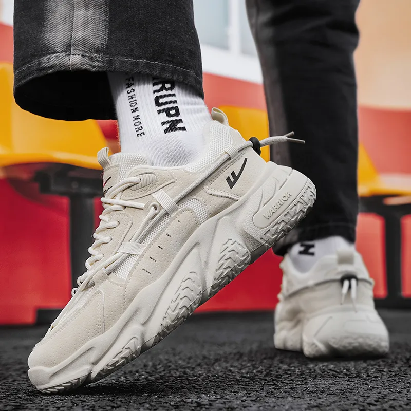 Warrior Warrior Anti-Slip Wear-Resistant Breathable Lightweight Height Increasing Warm Low-Top Chunky Sneakers Unisex-26