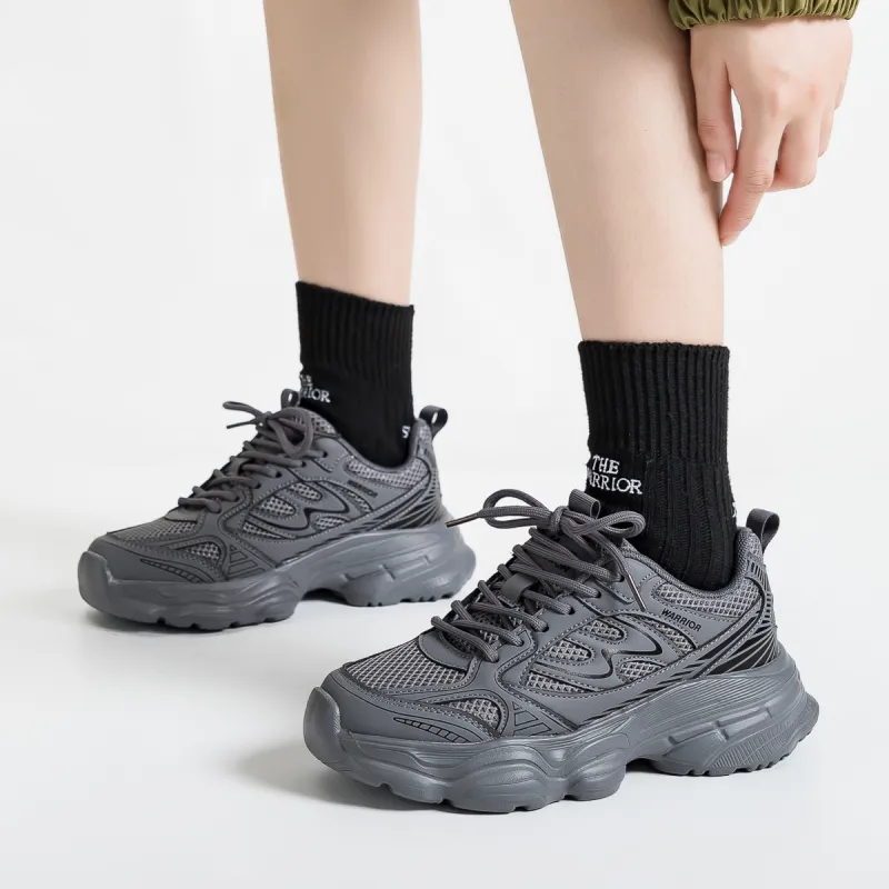 WARRIOR Chunky Sneakers Women's Low Top Black-2