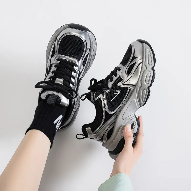 Warrior Cushioning Anti-Slip Wear-Resistant Breathable Lightweight Height Increasing Low-Top Chunky Sneakers Women's-6