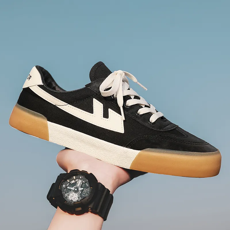 Warrior Warrior Anti Slip And Wear Resistant Lightweight Low Top Canvas Shoes Unisex Black Beige-11