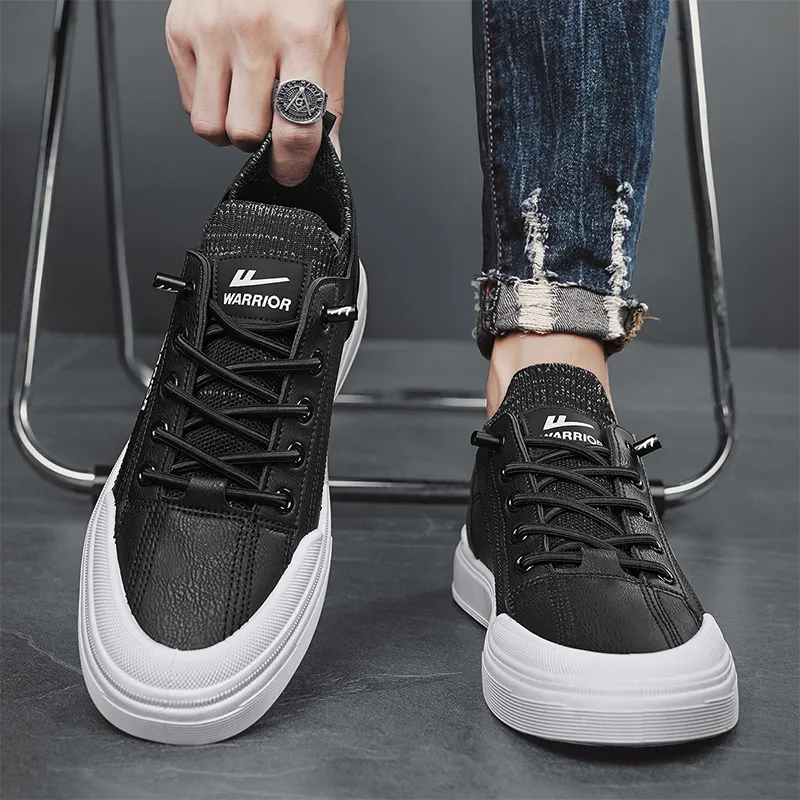 Warrior Slip on Slip on Shoes Abrasion Resistant Lightweight Slip Resistant Low Top Skateboard Shoes Men Black White-8