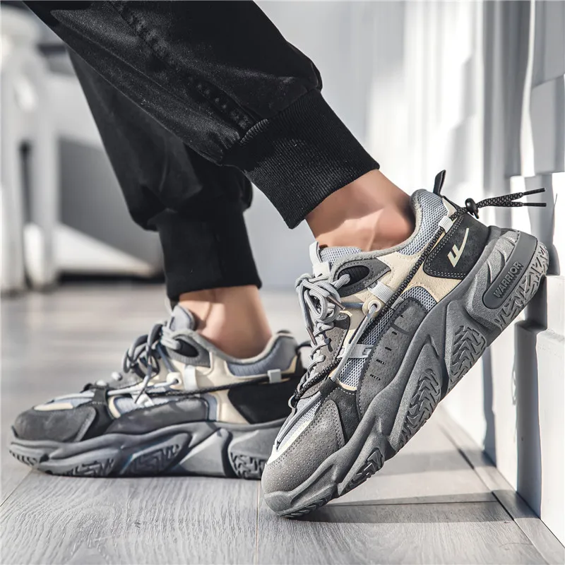 Warrior Warrior Anti-Slip Wear-Resistant Breathable Lightweight Height Increasing Warm Low-Top Chunky Sneakers Unisex-9