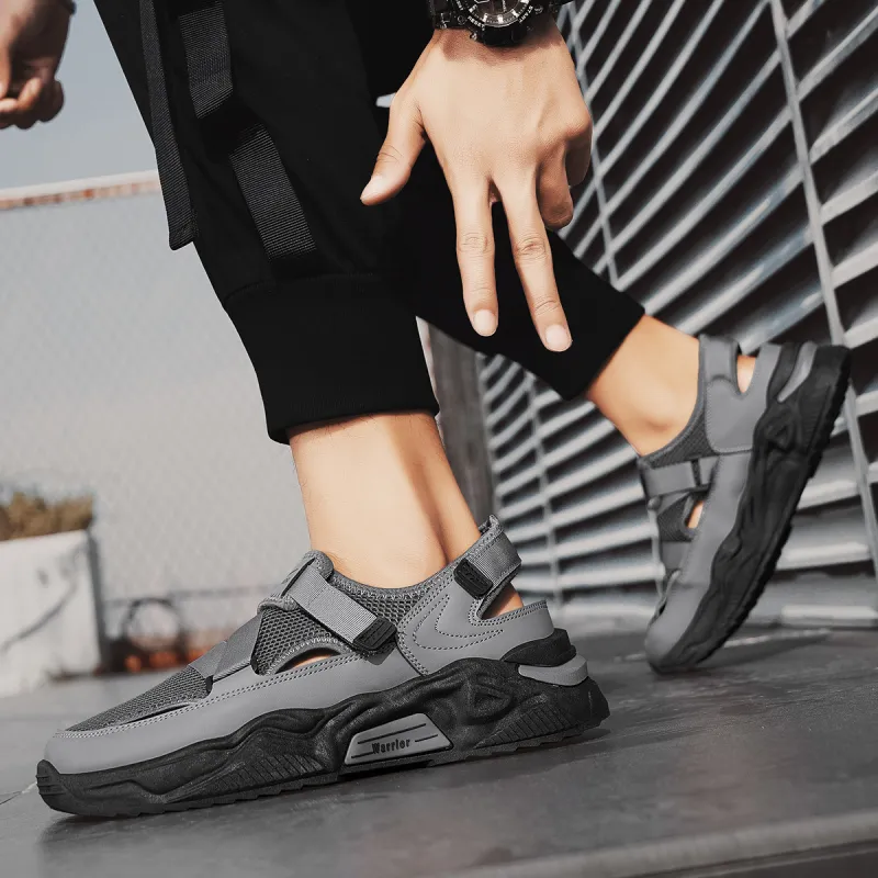 Warrior Casual Chef Shoes Abrasion Resistant Slip Resistant Beach Sandals Men's Gray-7