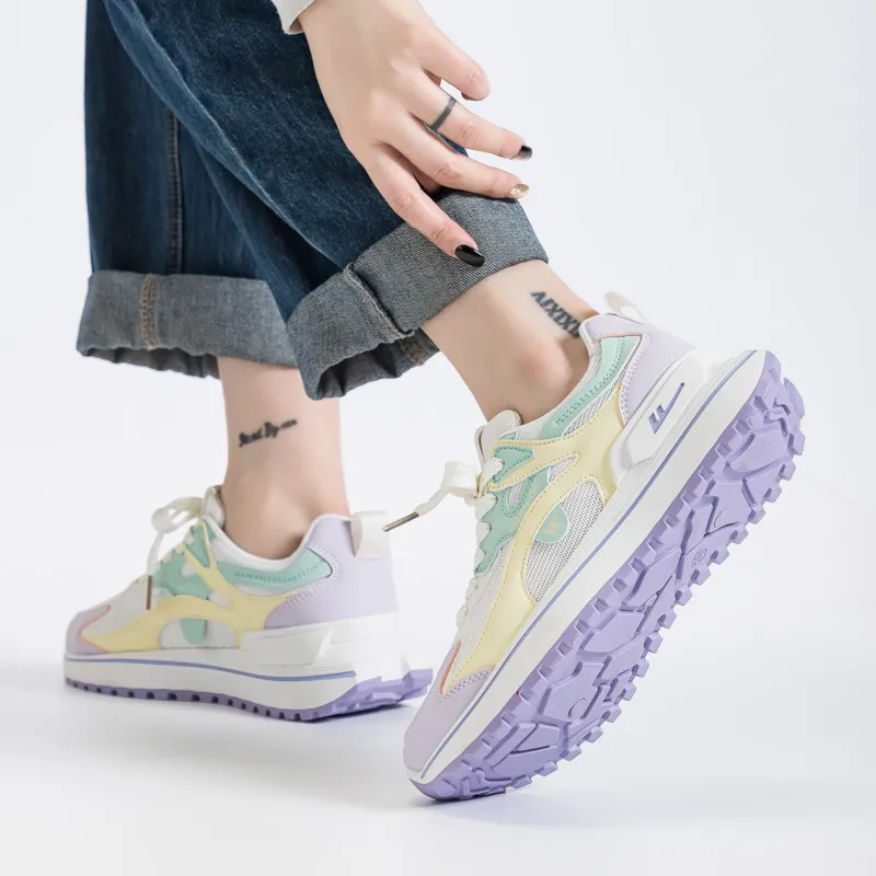 Warrior Shock Absorbers Slip Resistant, Abrasion Resistant, Breathable Low Top Casual Shoes Women's Macaron Color-4