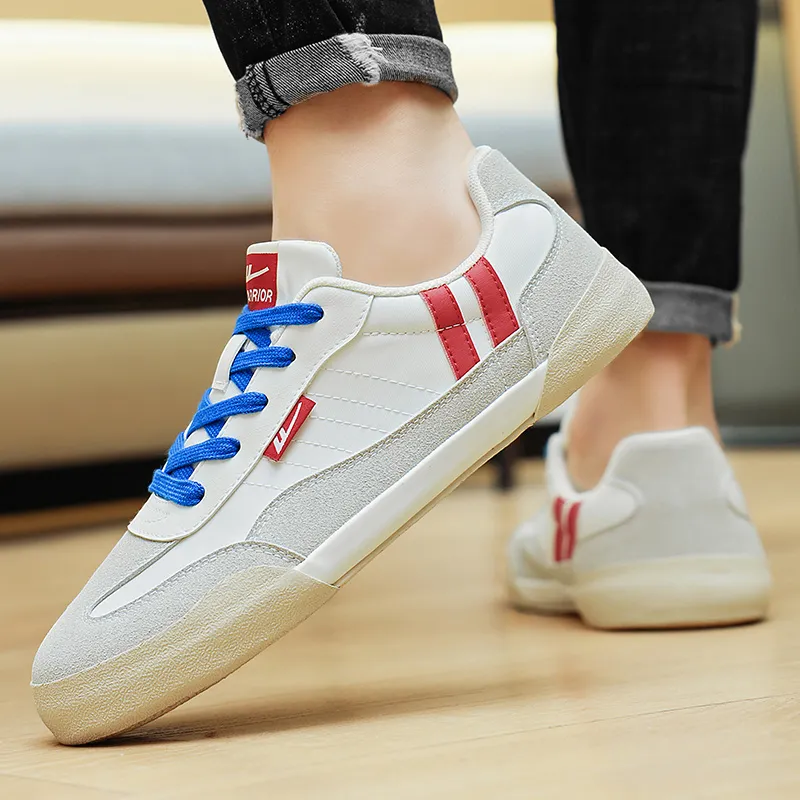 WARRIOR Canvas Shoes Unisex Low Top Gray/Red-11
