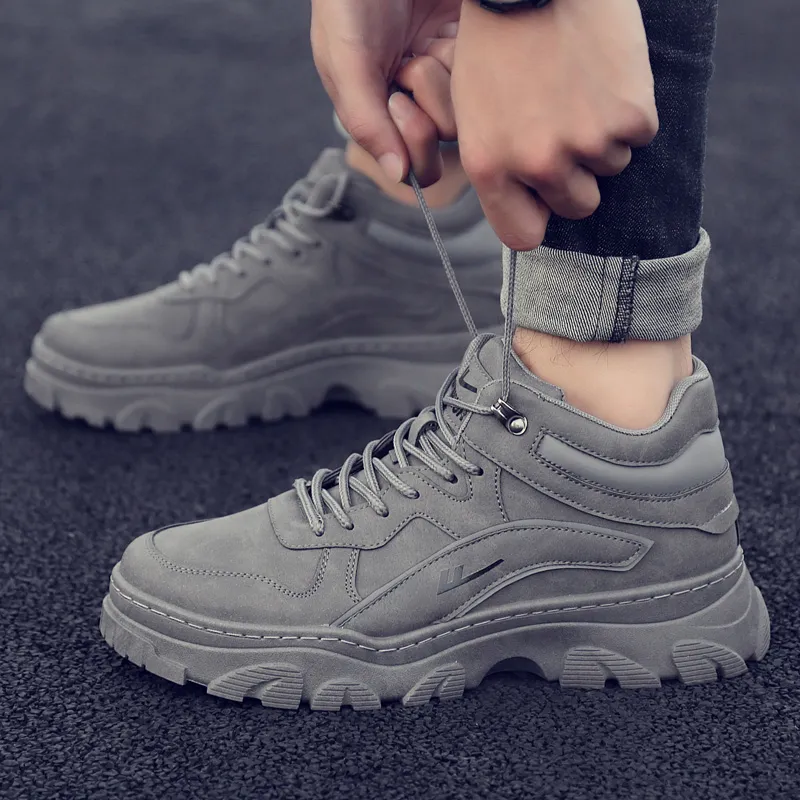 Warrior Slip Resistant Height Increasing High Top Chunky Sneakers Men's Gray-4