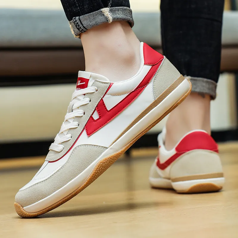 WARRIOR Skateboard Shoes Unisex Low Top Gray/Khaki/Red-8