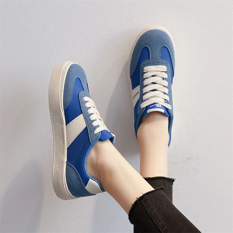 Warrior Anti-Slip And Wear-Resistant Lightweight Low-Top Skateboard Shoes Unisex Royal Blue Beige-7