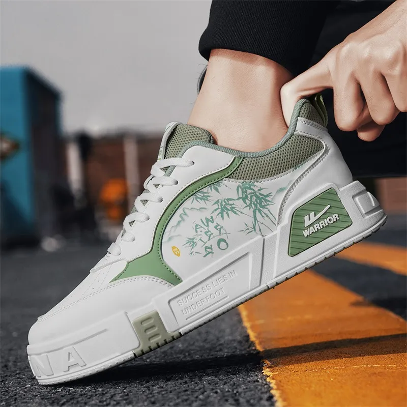 Warrior Coverage Height Increasing Abrasion Resistant Lightweight Slip Resistant Low Top Casual Shoes Men's White Green-7
