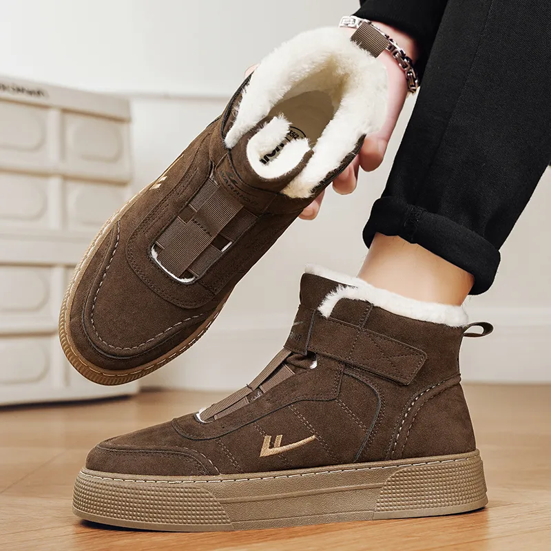 Warrior Coverage Thermal Slip Resistant Abrasion Resistant Height Increasing High Top Skateboard Shoes Men's Brown-7