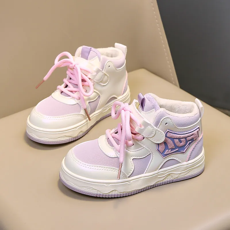 Warrior Slip Resistant, Abrasion Resistant, Thermal High Top Kids' Skateboarding Shoes White Purple Pink Kids'-6