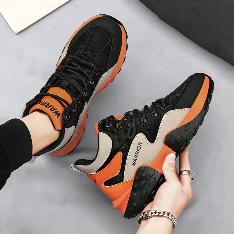 Warrior High Top Chunky Sneakers Men's Khaki Orange-5