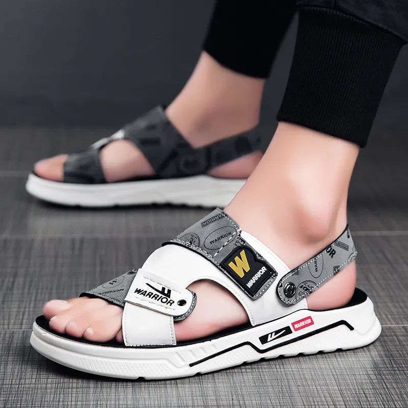 Warrior Casual Chef Shoes Beach Sandals Men's White Gray Black-3