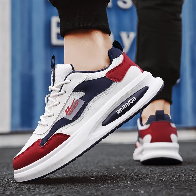Warrior Slip Resistant, Abrasion Resistant, Breathable Low Top Casual Shoes Men's White Blue Red-7