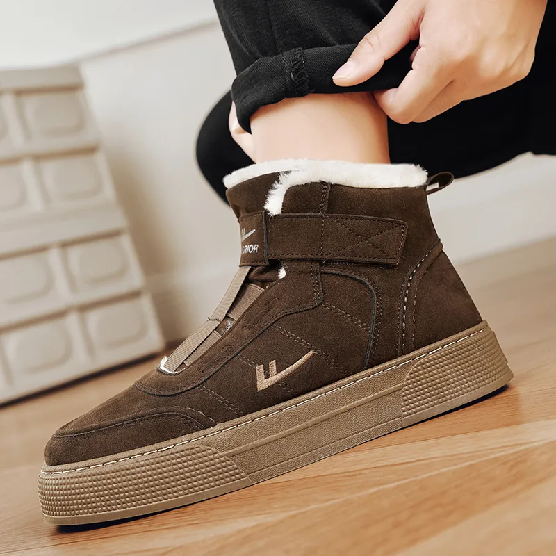 Warrior Coverage Thermal Slip Resistant Abrasion Resistant Height Increasing High Top Skateboard Shoes Men's Brown-6