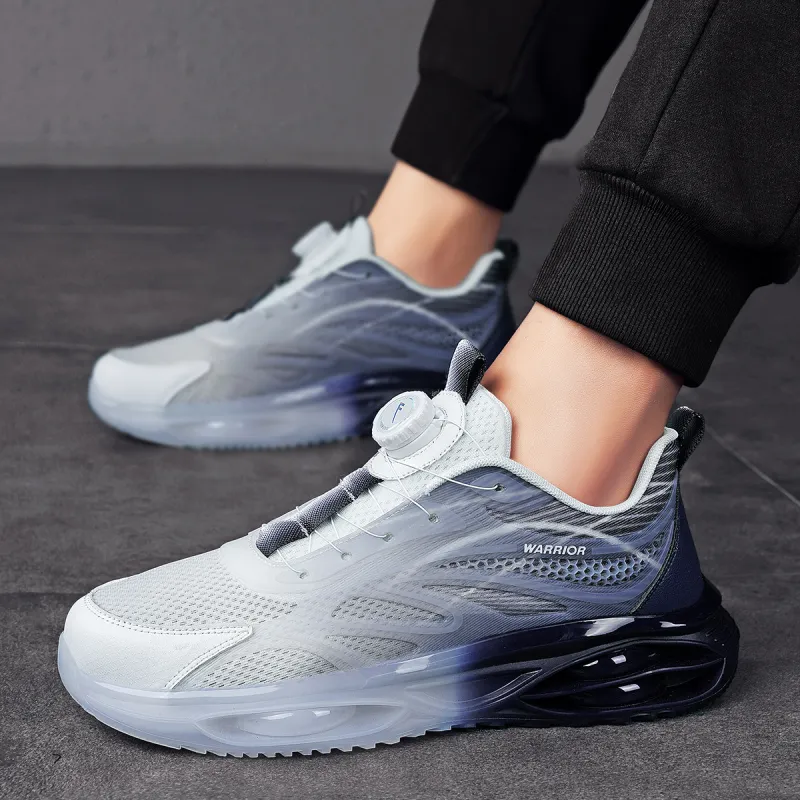 Warrior Anti Slip Wear Resistant Breathable Height Increasing Low Top Chunky Sneakers Men's White Gray-7