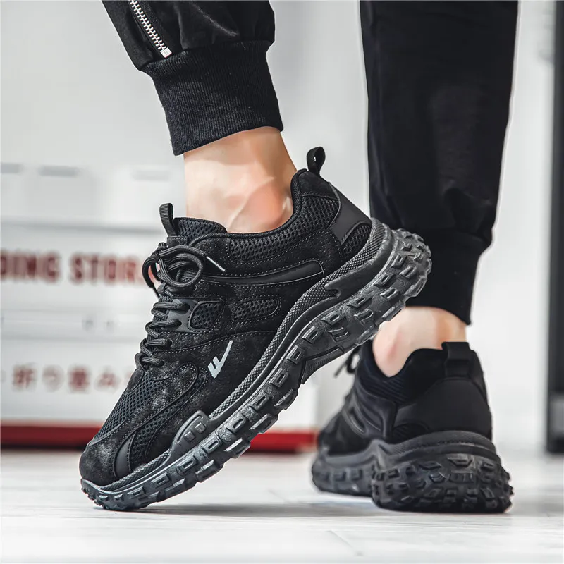 Warrior Cushioning Height Increasing Abrasion Resistant Lightweight Slip Resistant Low Top Chunky Sneakers Men's Black-8