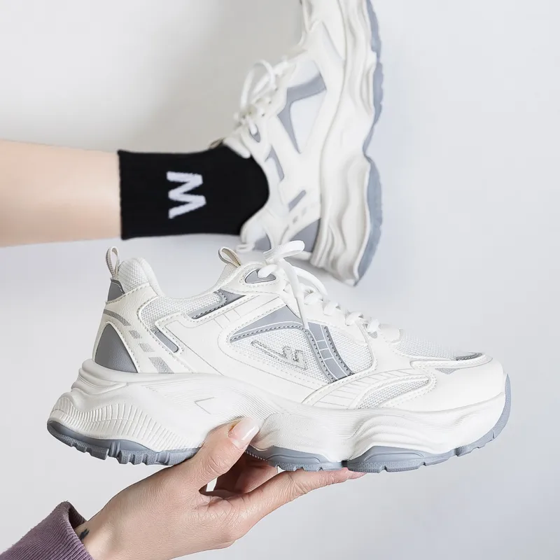 Warrior Cushioning Slip Resistant Breathable Support Height Increasing Low Top Chunky Sneakers Women's-1