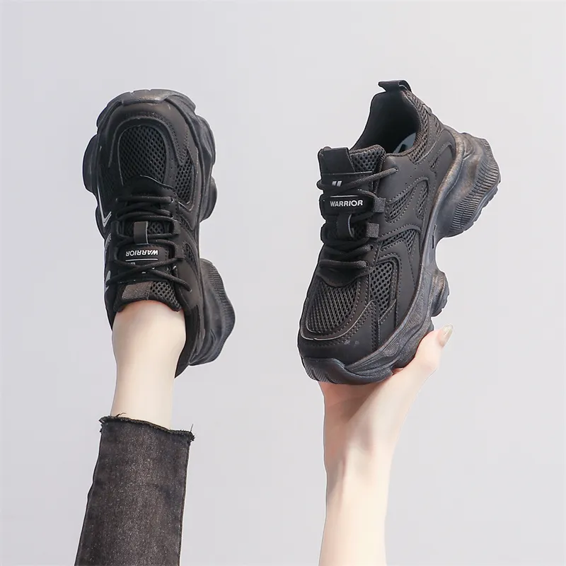 WARRIOR Chunky Sneakers Women's Low Top Gray-11